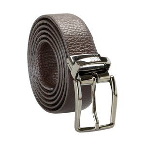 Cavalli Class Men's Brown 100% Pebbled Leather Buckle Decorated Belt